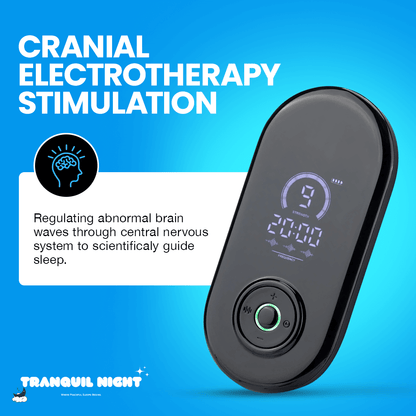 Cranial Electrotherapy Stimulation device for Tranquil Night Sleep Aid, regulating brain waves for better sleep.